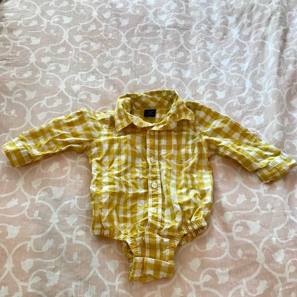 Gingham Yellow Baby Boy’s Onesie
